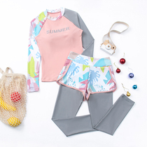Girls swimsuit CUHK Scout 12-15-year-old Split Girl Long Sleeve Long Pants Sunscreen Diving Suit Student Spa Swimsuit