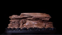 Indian old mountain sandalwood handmade clear knife carving dedicated to Buddha statue reclining Buddha living room porch ground root carving wood carving ornaments