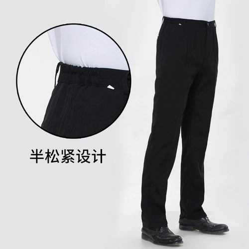 Комбинезон, штаны, демисезонный износостойкий черный костюм, эластичная талия, свободный прямой крой