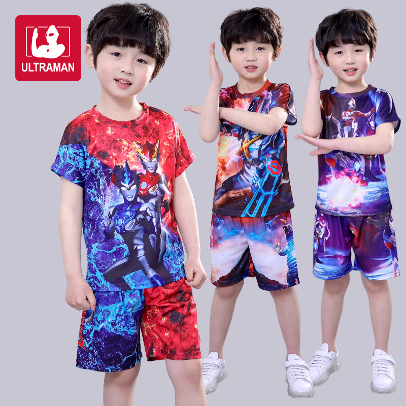 Taiga Ultraman clothes children's summer clothes Rob suits Aix boys Jade summer models Siro short-sleeved Galaxy