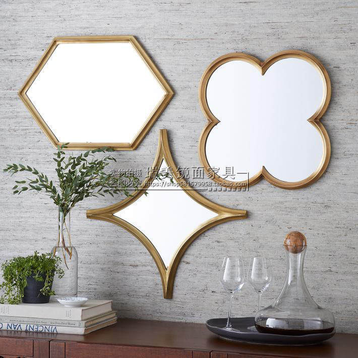 Profiled Eurostyle Wall Decoration Mirror Genguan Mirror Dining Hall Composition Decorative Mirror Background Wall Wall-mounted Mirror Eurostyle Hanging Mirror