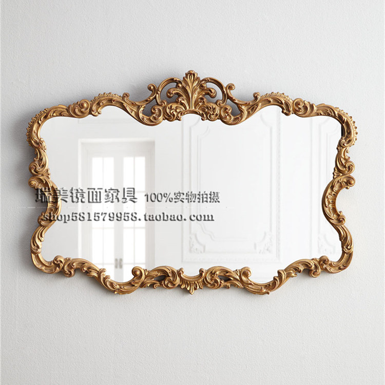 Eurostyle Wood Engraving Background Wall Genguan Mirror Eurostyle American Countryside Style Decorative Mirror Upscale Bathroom Mirror Set