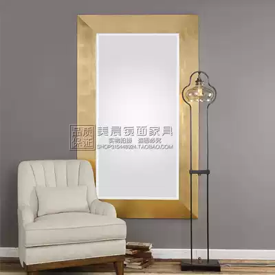 European Square full-length mirror soft home custom full-length mirror clothing store land mirror imitation gold border bathroom mirror