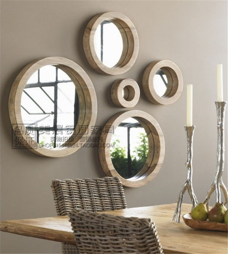 Modern minimalist round composition Decorative Mirror Genguan Mirror Dining Side Mirror Eu Style Living-room Sofa Wall Hanging Mirror Cosmetic Mirror