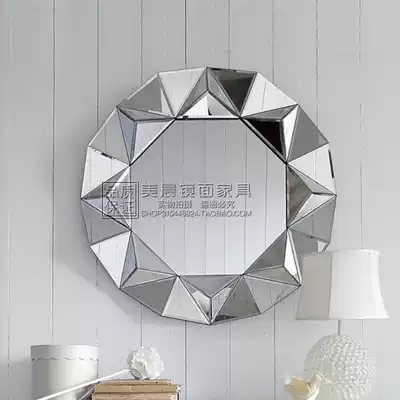 European-style round decorative mirror soft-mounted porch mirror fireplace mirror wall-mounted mirror three-dimensional home makeup mirror toilet mirror