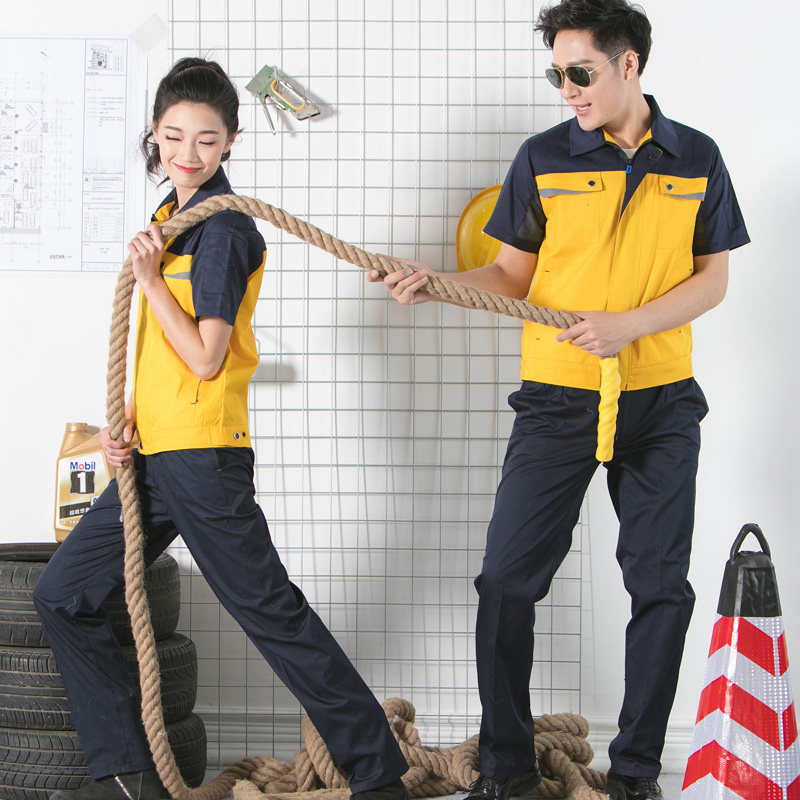 Summer short-sleeved auto repair work clothes suit men's half-sleeved labor protection clothes top factory workshop work clothes custom engineering clothes