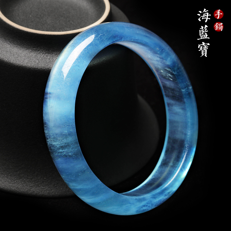 Sifu Yuan Aquamarine Bracelet High Ice Transparent Blue Ice-Type Raw Stone Polished Aquamarine Bracelet Sifu Yuan Aquamarine Bracelet High Ice Transparent Blue Ice-Type Raw Stone Polished Aquamarine Bracelet