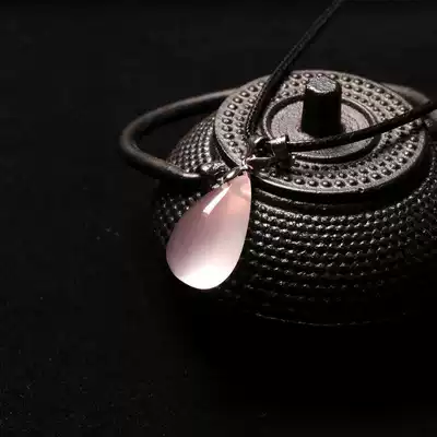 Natural powder crystal pendant female water drop shaped ice species Starlight powder crystal pendant necklace peach blossom sweater refining pendant
