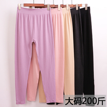 Large size long johns womens 200 jin thin section inner wear high waist elastic loose plus fertilizer plus size modal womens warm pants