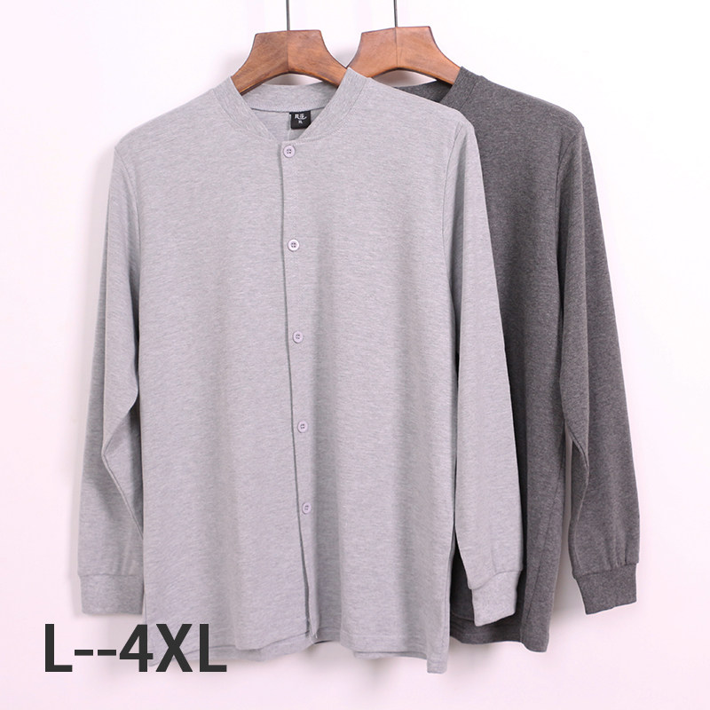 Middle-aged and elderly men's spring and autumn clothes cardigan daddy cotton thin section long-sleeved double-breasted button plus fertilizer XL cotton