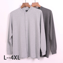 Middle-aged and elderly mens spring and autumn clothes cardigan dads clothes pure cotton thin section long-sleeved buckled plus fertilizer plus size cotton