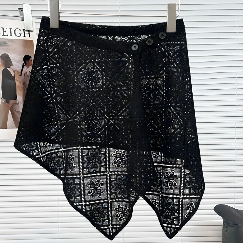 Square Lace Hem Cut-Out Irregular Skirt for Women, Summer 2026, Vintage One-Piece Layered Versatile Magic Piece