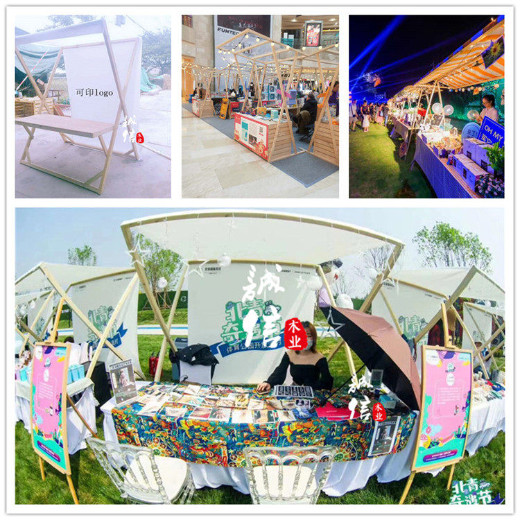 Foldable wooden activity pergola Scenic Area Mobile stalls Market stalls Fabric outdoor commercial street food stalls carts