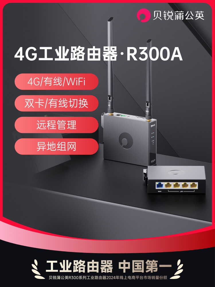 Dandelion 4g Industrial Router R300A Plug-In Card Wireless Wifi Iot Lte Full-Network Connectivity Vehicle-Mounted Plc Remote Networking Internal Network Penetration External Antenna Rail-Type Cpe Remote Operation and Maintenance