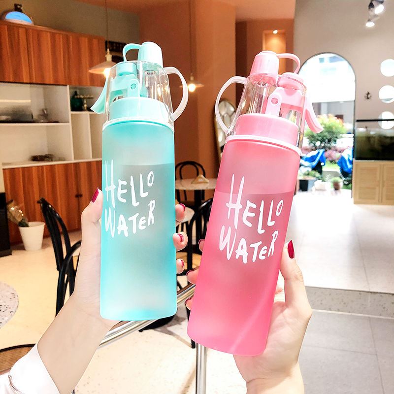 Spray water cup female portable student children handy cup multi-functional summer fitness sports kettle cup plastic cup
