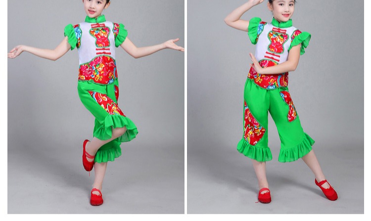 Ngày mới của trẻ em Trẻ em Đông Bắc Yangge Trang phục khiêu vũ Trẻ em Mở trang phục biểu diễn sân khấu quốc gia lễ hội đỏ các hãng quần áo trẻ em