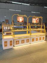 Side cabinet Titanium plated bread display cabinet Bread island cabinet Model Pastry cashier Glass shelf Bakery counter