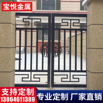 Wrought iron gate courtyard door rural self-built house yard entrance door factory community home fence gate double door