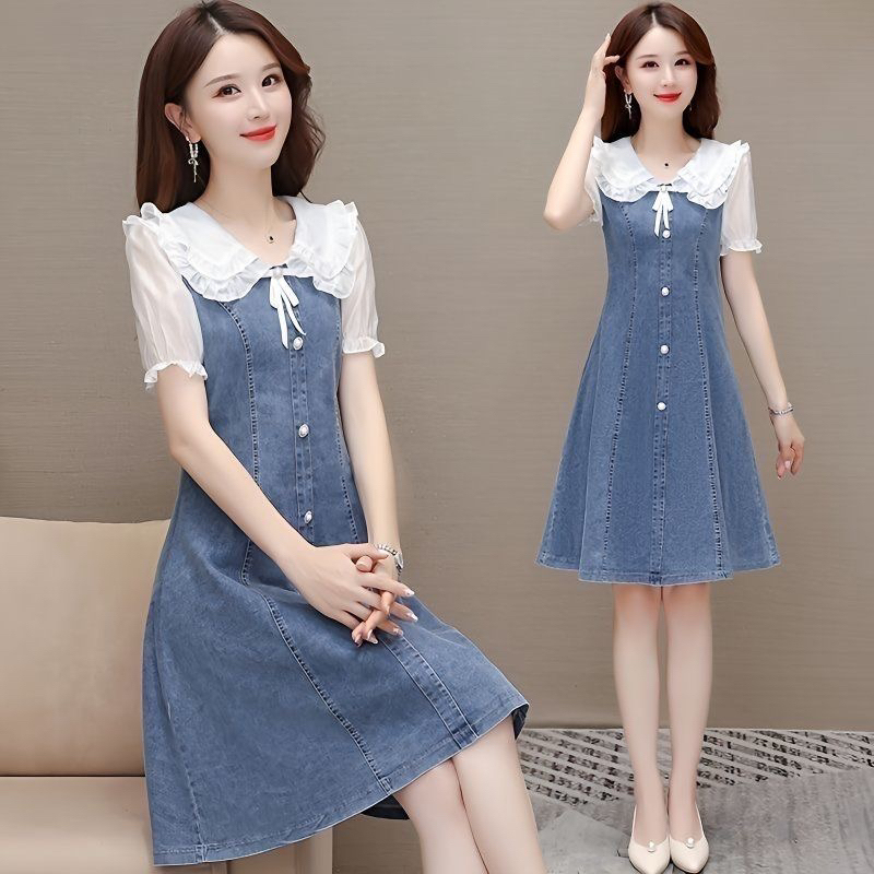 Denim Dress 2026 New Summer Women's Fashion Stylish Puff Sleeve Waist-Cinching Slimming Tencel Thin Denim Skirt