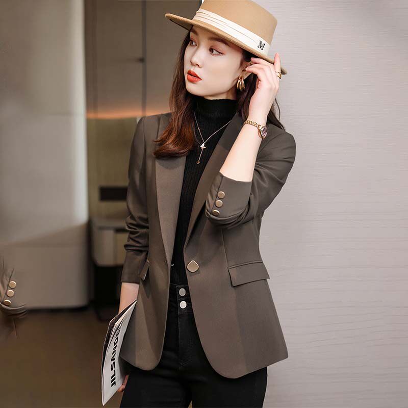 Advanced Sensation Curry Suit Jacket Woman Spring Autumn Korean Version Fashion Internet Red Temperament Small Subshort French Fries Little West Suit