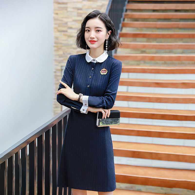 Skirt female 2019 new stripes show thin temperament work clothes kindergarten teacher work clothes garden clothes dress women