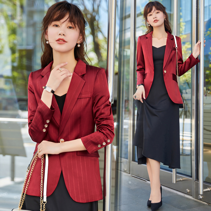 Acetate satin small suit skirt women's 2022 new spring and autumn fashion temperament goddess fan professional suit jacket
