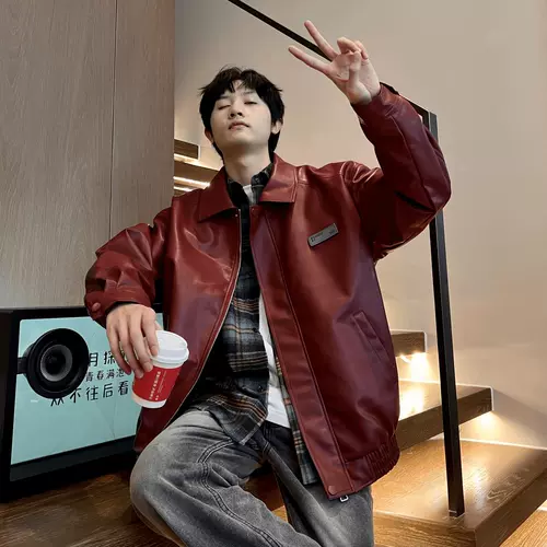 Бордовая осенняя куртка, бейсбольная форма, премиум класс, в американском стиле