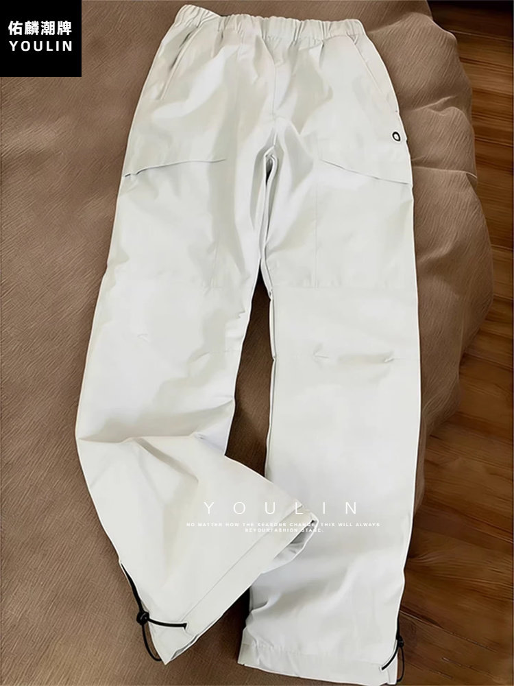 White American-Style Softshell Pants for Men and Women, Winter Three-Proof Fleece-Lined Pants, Waterproof and Windproof Outdoor Sports Hiking Pants