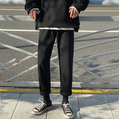 Martens, мужские штаны, черные джинсы, изысканный стиль, облегающий крой, свободный прямой крой