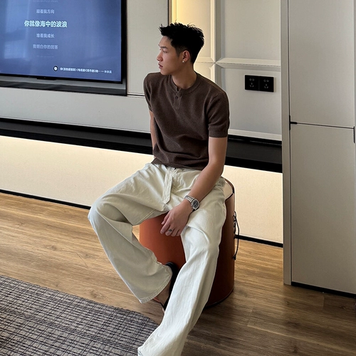 Трикотажная футболка polo, рубашка, короткий рукав, в американском стиле, изысканный стиль