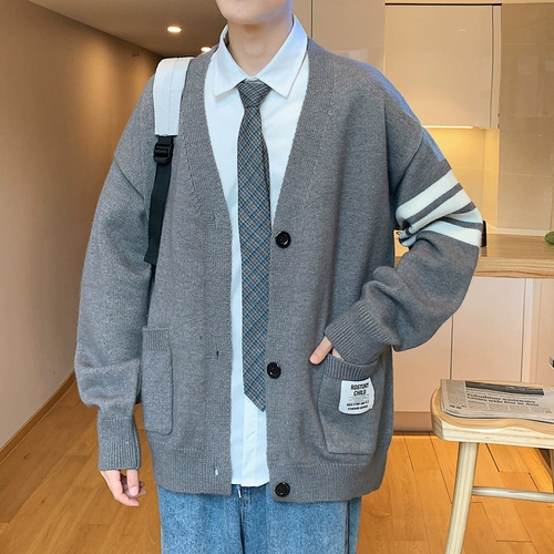 Трикотажный демисезонный кардиган, ретро японская куртка, свитер для влюбленных