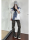 American-Style Camouflage Flared Jeans for Women, Summer Thin Straight-Leg Work Pants, High Street Vibe Style Bell-Bottom Trousers
