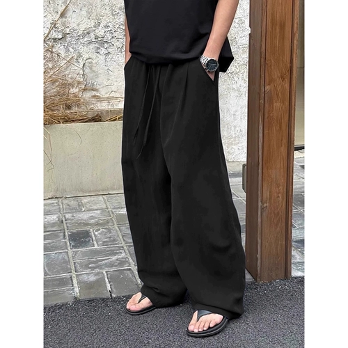 Летние тонкие штаны подходит для мужчин и женщин, из хлопка и льна, свободный прямой крой