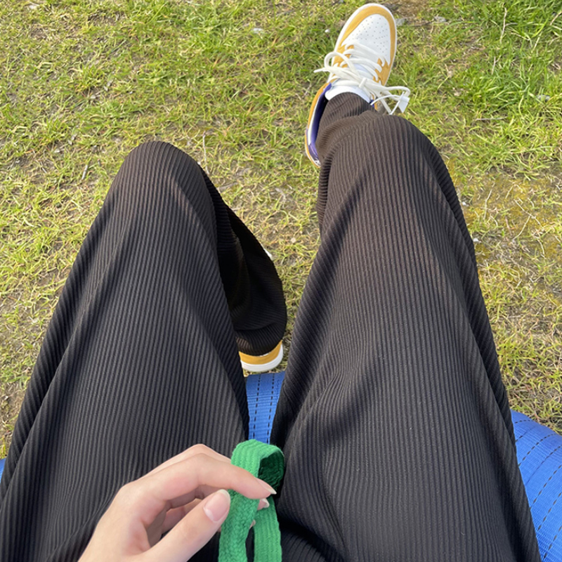 Drape trousers high street drape thin section ice silk mopping trousers men's summer advanced texture casual straight trousers