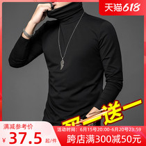 2 pieces) Modale long sleeve T-shirt men high collar beating undershirt pure cotton plus suede thickened warm autumn winter underwear pure color