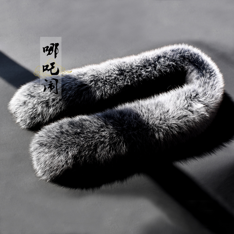 Viscount Autumn Color-Nezha Nao Oversized Fox Fur Collar Hat Strip Raccoon Fur Real Fur Collar Cloak Hat Fur Collar