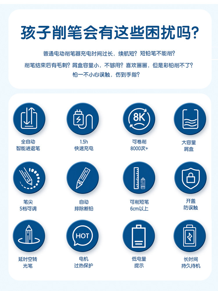 Deli Fully Automatic Pencil Sharpener, Special Pencil Sharpener for Primary School Students, Electric Pencil Sharpener, Children's Pencil Sharpener, Automatic Sketching Pencil Sharpener, Art Student Pencil Sharpener