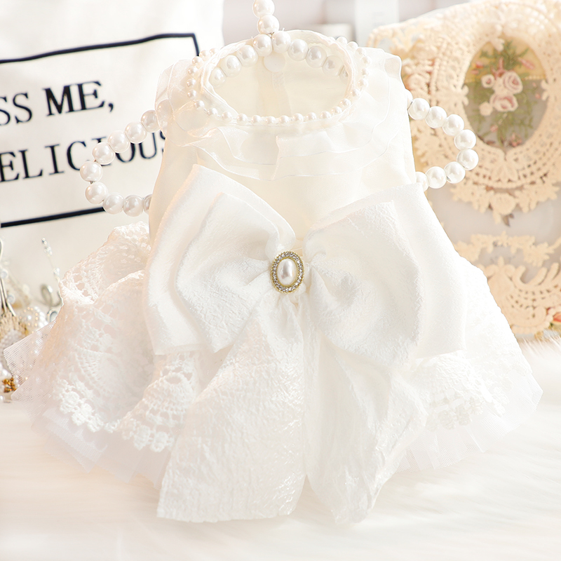 Dog Clothes Spring and Summer Outfit Cat Princess Dress Princess White Wedding Dress Small Dog Teddy Pet 5675