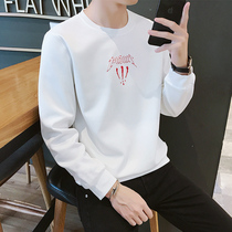 White long-sleeved t-shirt mens 2019 new fashion clothes mens T-shirt tide autumn clothes base shirt mens small shirt top