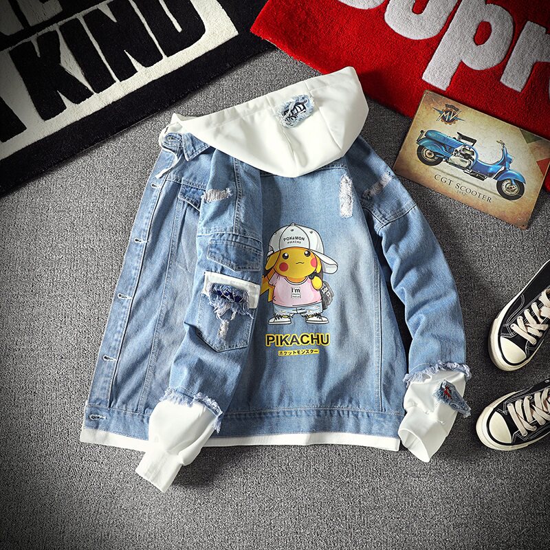 Denim jacket men's spring and autumn youth men's jacket boys clothes Korean version of the tide 2021 handsome middle school student jacket