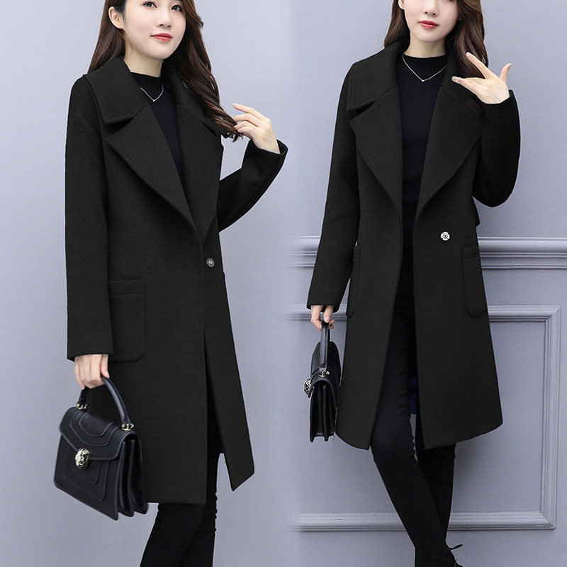 2023 cashmere coat fat MM plus fat XL 200 catties mid-length woolen coat woolen coat spring and autumn