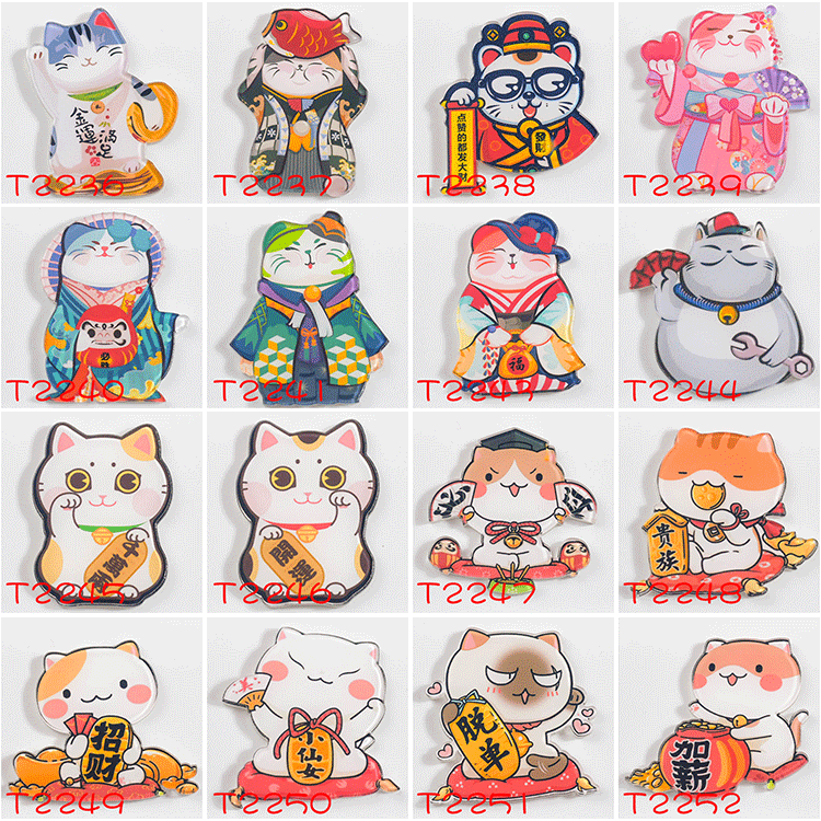 Crystal Epoxy Cartoon Animal Lucky Cat Acrylic Patch Jam Cream Acrylic Trâm Túi Vật Trang Trang Sức phụ kiện cài áo sơ mi nữ