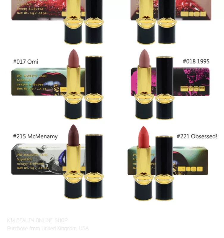 Thanh viên giảm giá tiền mặt đại diện cho các phòng thí nghiệm pat McGrath Giới hạn 049 mờ vàng son môi màu đen son môi Li Jiaqi - Son môi