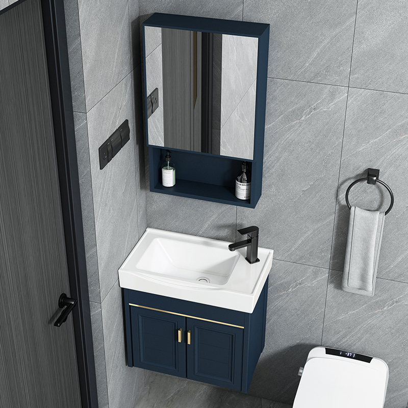 Small Family Type Bath Cabinet Makeup Room Mini Washbasin Cabinet Combination Wall-mounted Small Size Washbasin Pool Narrow length