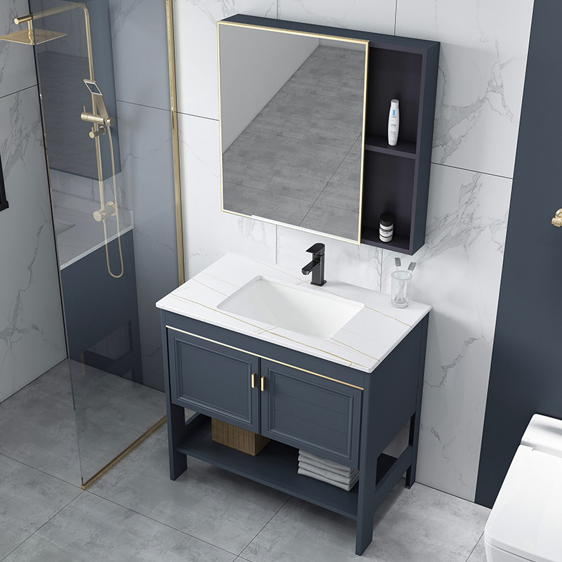 Light luxury rock slab bathroom cabinet combination washbasin floor-standing washbasin integrated basin washstand toilet washstand