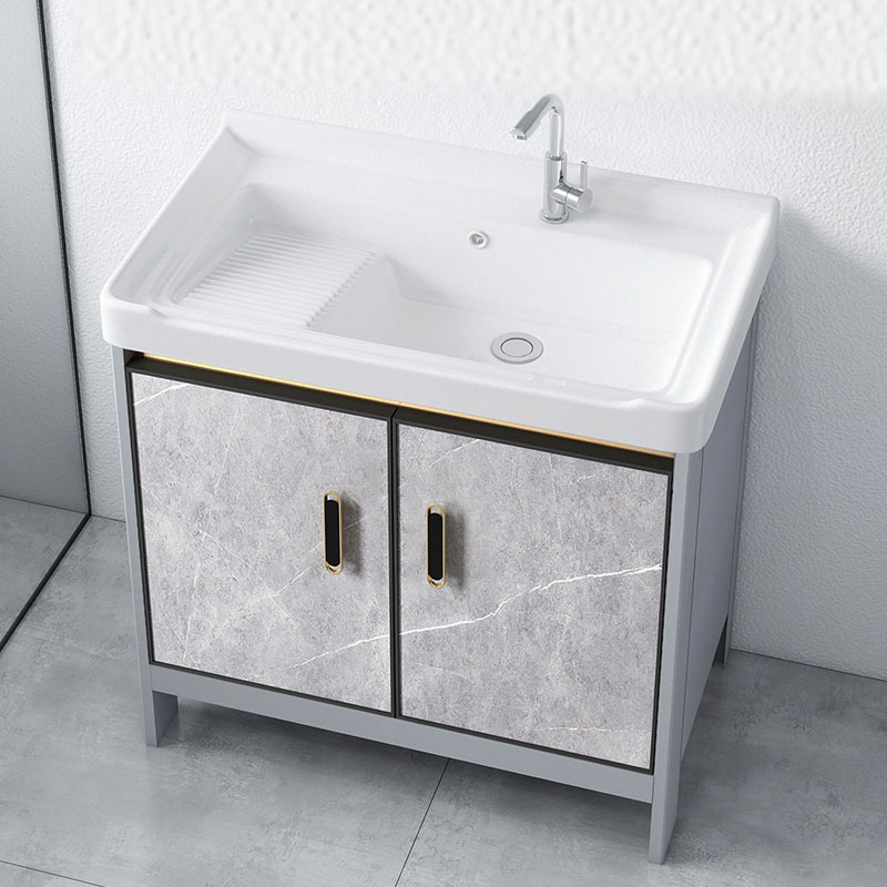With washboard space aluminum laundry cabinet balcony laundry tank pool ceramic washbasin basin floor-to-ceiling bathroom cabinet combination