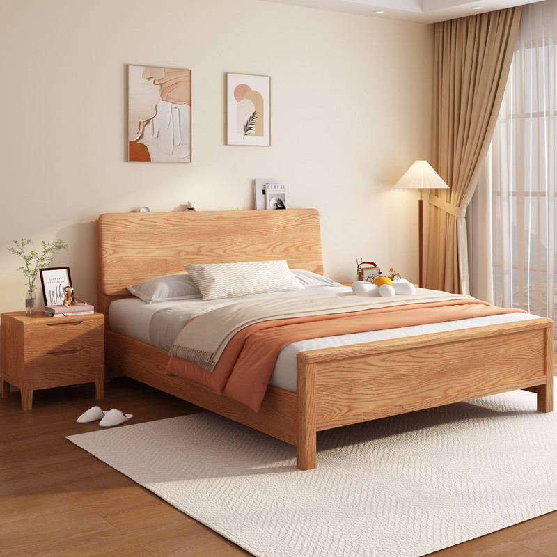 North American Red Oak Solid Wood Bed 1.5m Air Pressure Storage Bed 1.2m Small Apartment Single Simple 1.8m Double Bed North American Red Oak Solid Wood Bed 1.5m Air Pressure Storage Bed 1.2m Small Apartment Single Simple 1.8m Double Bed