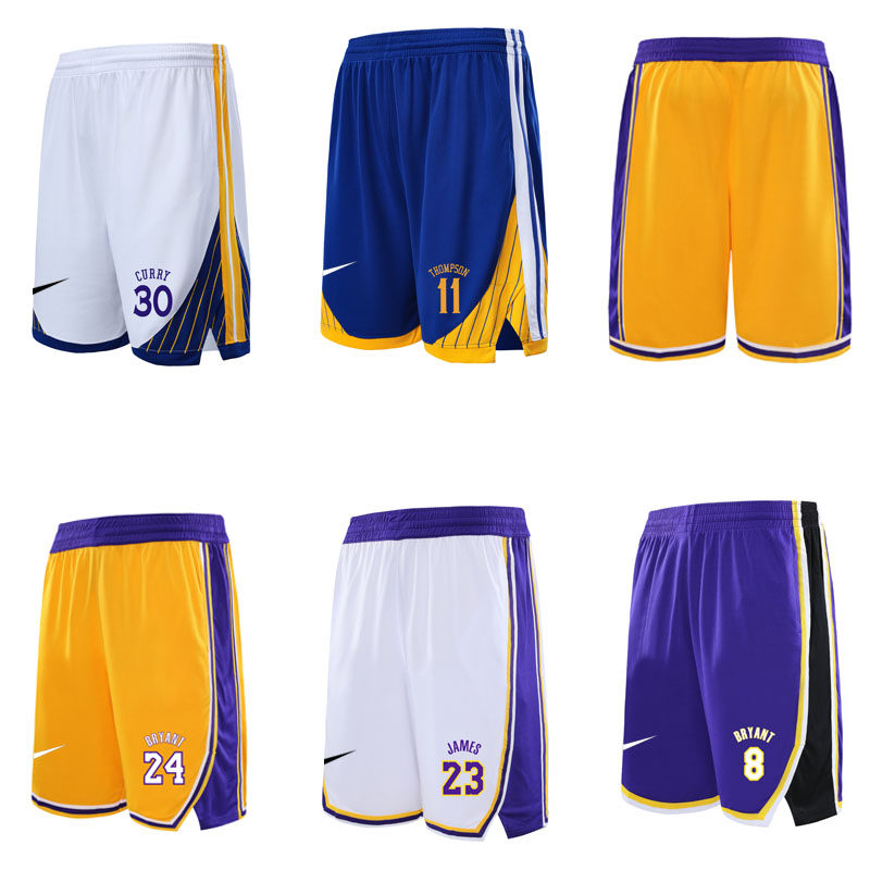 Lakers James No. 23 Retro No. 24 Kobe Bryant No. 8 No. 30 Curry Basketball Shorts Sports Pants Men
