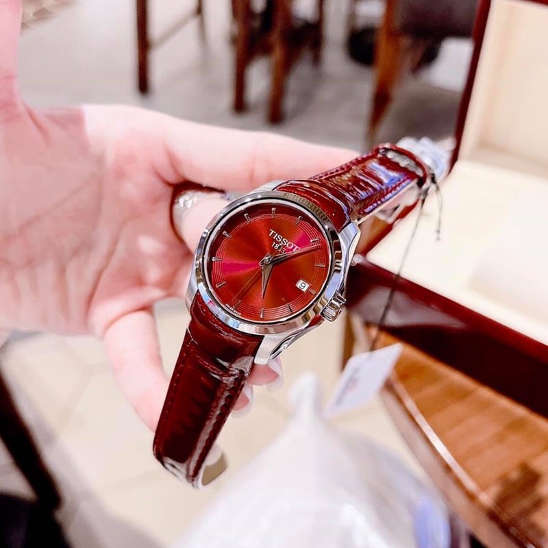 Tissot Swiss Tissot Women's Watch Kutu Series Quartz Watch for Women 1853 Simple and Elegant Burgundy Waterproof Watch