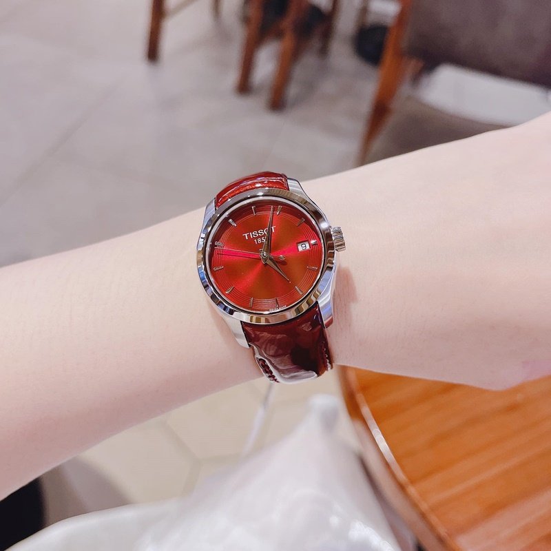 Tissot Swiss Tissot Women's Watch Kutu Series Quartz Watch for Women 1853 Simple and Elegant Burgundy Waterproof Watch